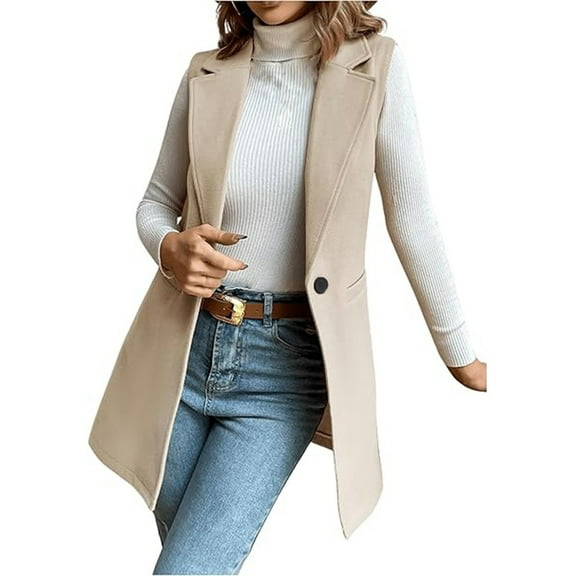 Cardigan Sweaters for Women Hemlock Casual Notched Lapel Cotton Blend Vest Western One Button Sleeveless Cotton Jacket Coat Sweater