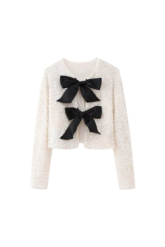 Cardigan Sweaters for Women Hemlock Round Neck European And American Reversible Long Sleeve Loose Large Size Sexy Sequined Short Cardigan Sweater