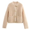 thumbnail image 1 of Cardigan Sweaters for Women Knit Button Up Light Beige Sweaters for Women Warm Sweaters Fall Fashion Ladies Cardigans, 1 of 7