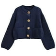 thumbnail image 1 of Cardigan Sweaters for Women Knitted Button Down Lightweight Navy Cardigan Cozy Sweaters Women Fall Clothes Winter Office Outfits for Women, 1 of 2