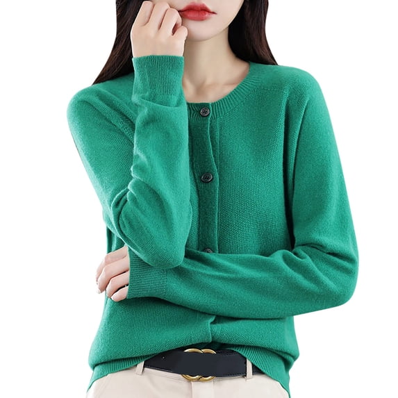 Cardigan Sweaters for Women Ladies Button Front Long Sleeve Open Front Coat Soft Warm Knit Elastic Sweater Womens Cardigans Mint Green XXL