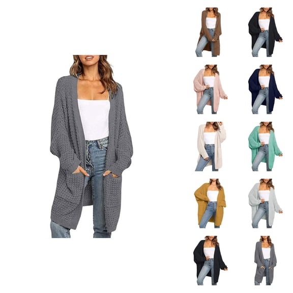 Cardigan Sweaters for Women Lantern Sleeve Open Front Knit Sweater Coat with Pockets Womens Cardigan Sweaters
