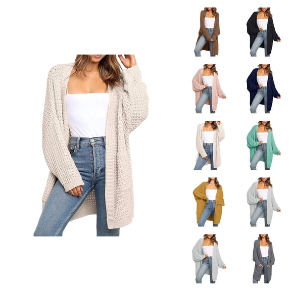 Cardigan Sweaters for Women Lantern Sleeve Open Front Knit Sweater Coat with Pockets Womens Cardigan Sweaters