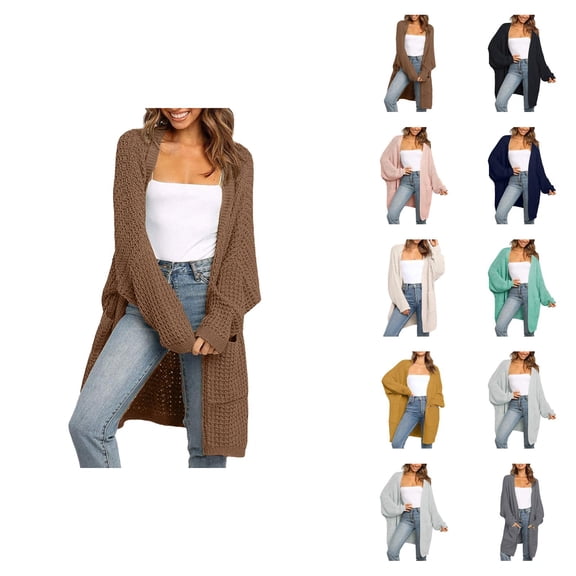 Cardigan Sweaters for Women Lantern Sleeve Open Front Knit Sweater Coat with Pockets Womens Cardigan Sweaters