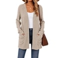 thumbnail image 1 of Cardigan Sweaters for Women Lightweight Long Sleeve Open Front Ribbed Knit Cardigans with Pockets Fall Winter Casual Outerwear, 1 of 7