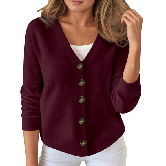 Cardigan Sweaters for Women Lightweight V Neck Button Down Long Sleeve Fall Fashion Outfits 2025 Knit Outerwear Coats