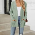 thumbnail image 1 of Cardigan Sweaters for Women Lightweight with Pockets Rib-Knit Casual Open Front Cardigans Outerwear Coat (2XL, Green), 1 of 4