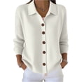 thumbnail image 1 of Cardigan Sweaters for Women, Long Sleeve Lapel Collared Knitwear, Button Down Tops for Winter Outerwear 2026 Khaki S, 1 of 4