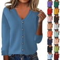 thumbnail image 1 of Cardigan Sweaters for Women Long Sleeve Open Front Button Down Outwear Casual Knit Comfy Soft Lightweight Cardigans Saffron M, 1 of 5