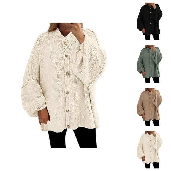 Cardigan Sweaters for Women Long Sleeve Open Front Button Loose Casual Sweater Jacket Coat Womens Cardigan Sweaters