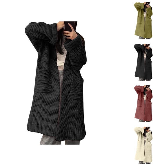 Cardigan Sweaters for Women Long Sleeve Open Front Knitted Sweater Coat with Pockets Womens Cardigan Sweaters