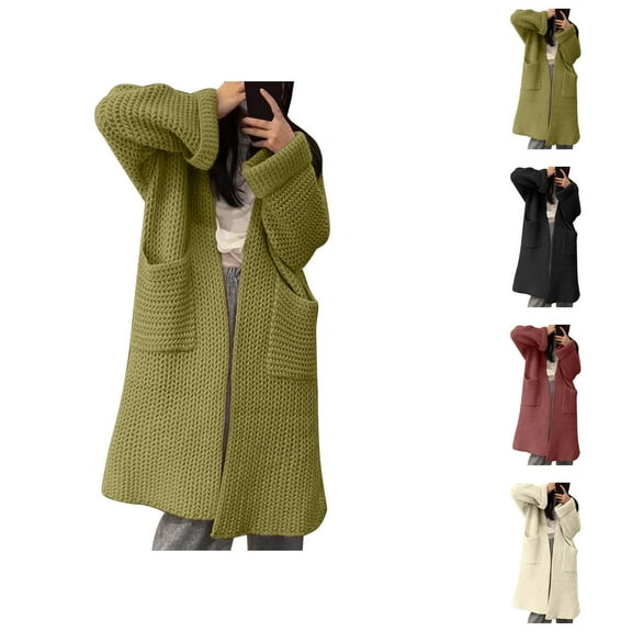 Cardigan Sweaters for Women Long Sleeve Open Front Knitted Sweater Coat with Pockets Womens Cardigan Sweaters