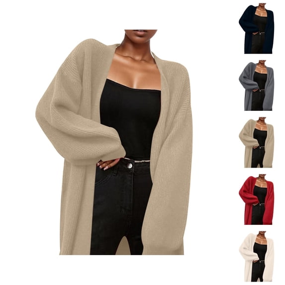 Cardigan Sweaters for Women Long Sleeve Open Front Mid Length Knitted Sweater Coat Jacket Womens Cardigan Sweaters
