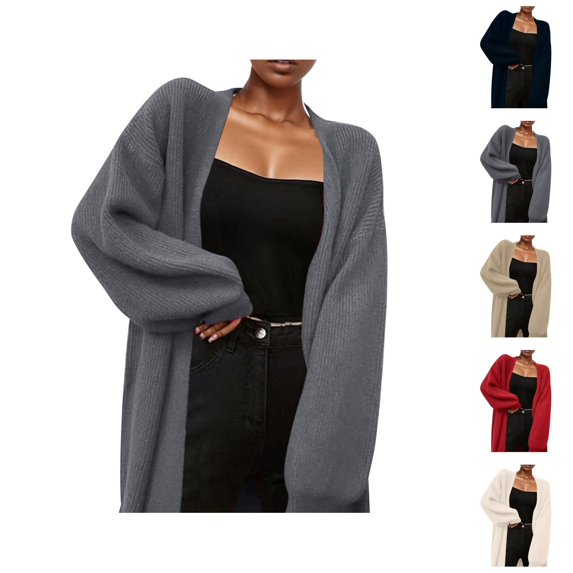 Cardigan Sweaters for Women Long Sleeve Open Front Mid Length Knitted Sweater Coat Jacket Womens Cardigan Sweaters
