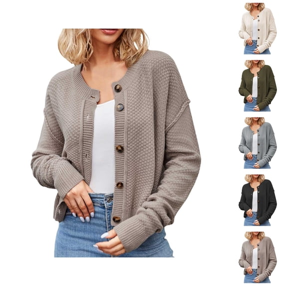 Cardigan Sweaters for Women Long Sleeve Relaxed Fit Button Down Open Front Knit Cardigans Outerwear Lightweight Fall Tops