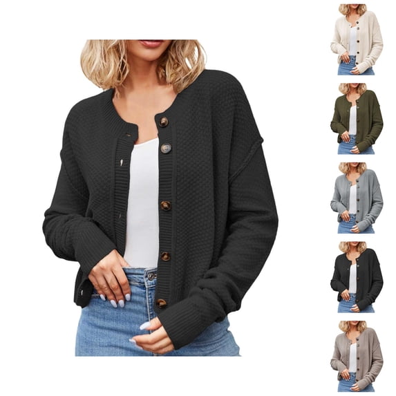 Cardigan Sweaters for Women Long Sleeve Relaxed Fit Button Down Open Front Knit Cardigans Outerwear Lightweight Fall Tops