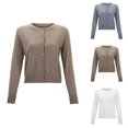 thumbnail image 1 of Cardigan Sweaters for Women Long Sleeve Round Neck Button Cropped Knitted Sweater Jacket Womens Cardigan Sweaters, 1 of 8