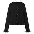 thumbnail image 1 of Cardigan Sweaters for Women Long Sleeve Round Neck Knitted Button Up Fall Cardigans for Women Open Front Black Sweaters Fall Fashion, 1 of 5