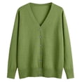 thumbnail image 1 of Cardigan Sweaters for Women Long Sleeve V Neck Knitted Button Down Womens Sweater Open Front Green Cardigan Ladies Clothes, 1 of 4