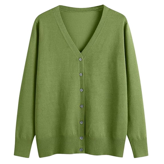 Cardigan Sweaters for Women Long Sleeve V Neck Knitted Button Down Womens Sweater Open Front Green Cardigan Ladies Clothes
