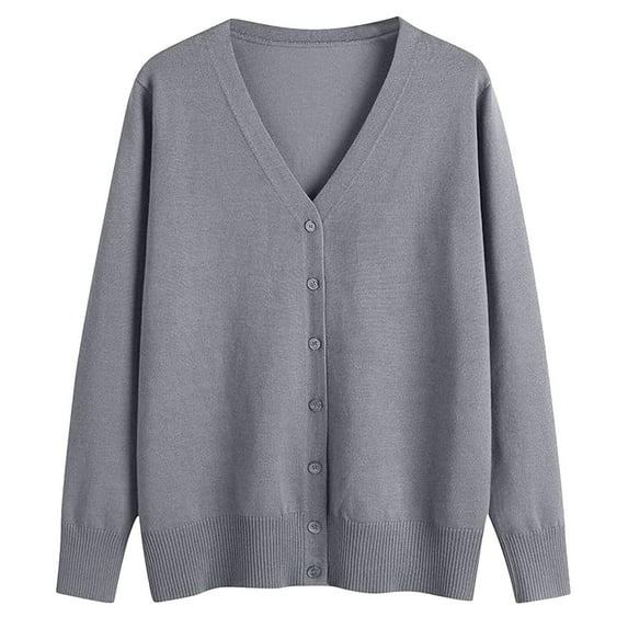 Cardigan Sweaters for Women Long Sleeve V Neck Knitted Button Up Womens Sweater Open Front Grey Cardigan Fall Fashion