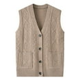 thumbnail image 1 of Cardigan Sweaters for Women Ndbuld Women's Solid Knit Warm Camisole Button Cardigan Beige XL, 1 of 3