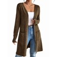thumbnail image 1 of Cardigan Sweaters for Women Open Front Cardigan Casual Loose Fall Sweater with Pockets Brown M, 1 of 9