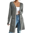 thumbnail image 1 of Cardigan Sweaters for Women Open Front Cardigan Casual Loose Fall Sweater with Pockets Gray L, 1 of 9