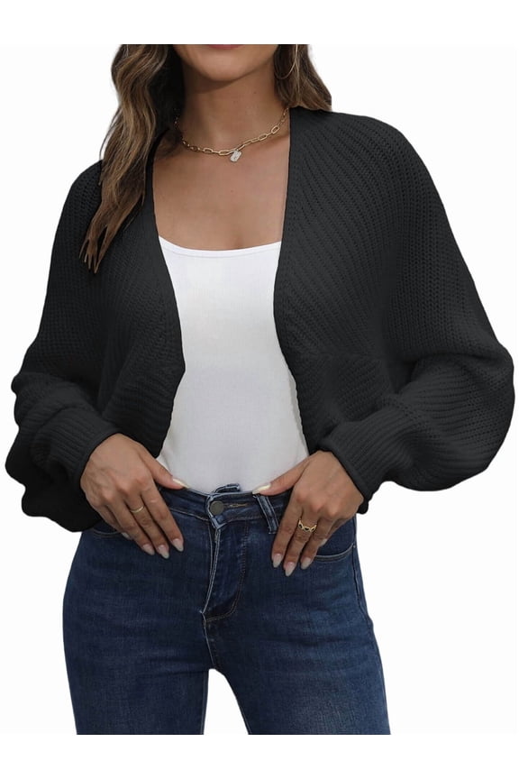 Cardigan Sweaters for Women Open Front Cropped Cardigan Sweater Long Sleeve Knit Bat Sweaters Shrug Top