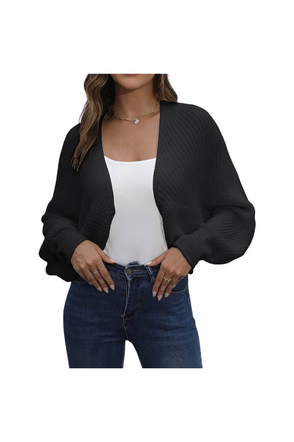 Cardigan Sweaters for Women Open Front Cropped Cardigan Sweater Long Sleeve Knit Bat Sweaters Shrug Top