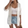 thumbnail image 1 of Cardigan Sweaters for Women Open Front Cropped Crochet Beach Cover Ups Color S, 1 of 9
