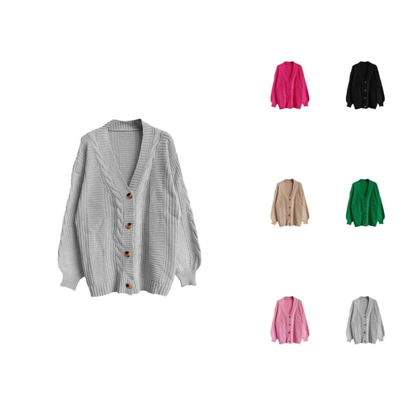 Cardigan Sweaters for Women Open Front Long Sleeve Button Cable Knitted Sweater Jacket Coat Womens Cardigan Sweaters