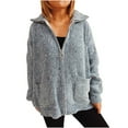 thumbnail image 1 of Cardigan Sweaters for Women Oversized Long Sleeve Coat Solid Color Open Front Knit Top Full Zip Sweatshirt with Pockets (Blue XL), 1 of 6