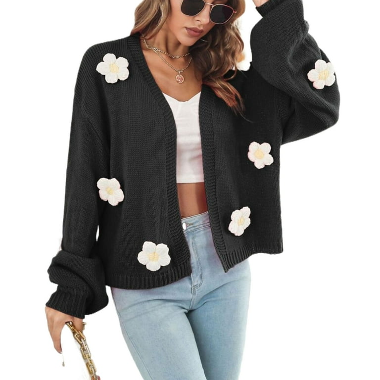 Flower Printed Open Front Cardigan Flower Printed Open Front Cardigan