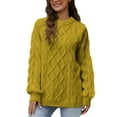 thumbnail image 1 of Cardigan Sweaters for Women, Solid Color Crew Neck Knit Pullover Sweater Soft Comfortable Casual Winter Warm, Women's Sweaters(Yellow,XL), 1 of 5