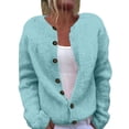 thumbnail image 1 of Cardigan Sweaters for Women Trendy Chunky Knit Cardigan Sweater Button Down Long Sleeve Solid Color Jacket Outerwear, 1 of 4