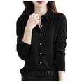 thumbnail image 1 of Cardigan Sweaters for Women Turndown Collar Button Front Long Sleeve Solid Color Casual Knitted Sweater Tops Winter Fashion Pullover Cardigans, 1 of 8