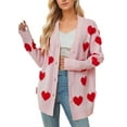 thumbnail image 1 of Cardigan Sweaters for Women Valentine's Day Heart Sweaters Oversized Cable Knit Button V Neck Long Sleeve Fall Fashion Outerwear Coat Alsol Lamesa, 1 of 6