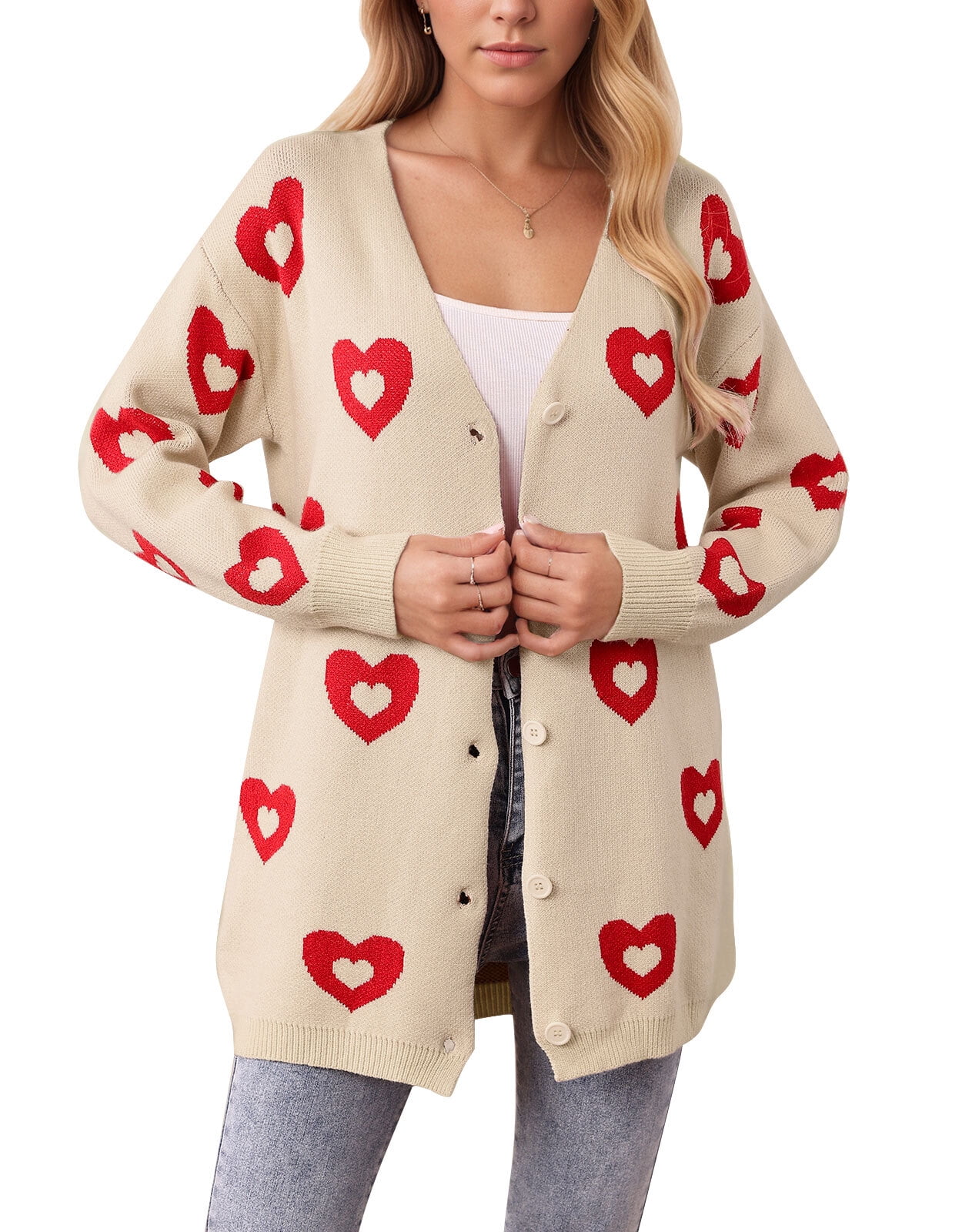 Cardigan Sweaters for Women Valentine's Day Heart Sweaters