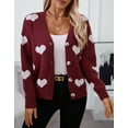 thumbnail image 1 of Cardigan Sweaters for Women Valentine's Day Sweater Cute Heart Print Long Sleeve Open Front Buton Down Soft Fall Knitted Cardigan S-XL Alsol Laemsa, 1 of 6
