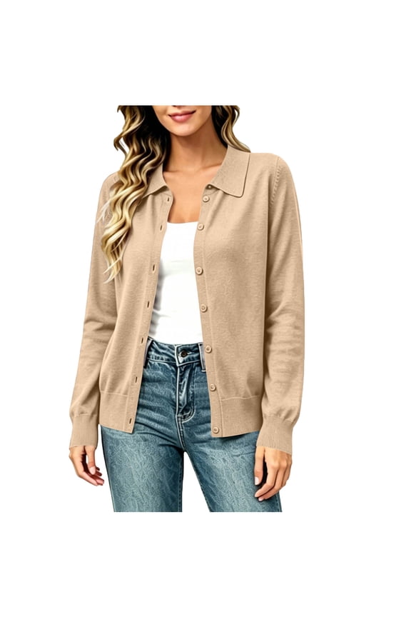 Cardigan Sweaters for Women Wool Blend Lightweight Trendy Long Sleeve Lapel Collar Button Down Sweater Cardigans Fall