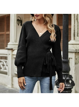 Tie front shop wrap sweater