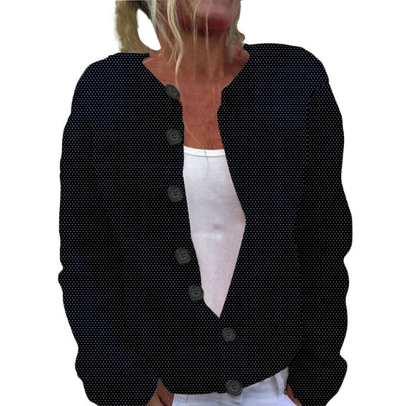 Cardigan Sweaters for Women, Yigetop Women's Single Plush Art Print Comfortable Knitted Cardigan Cardigans for Women Trendy Black L