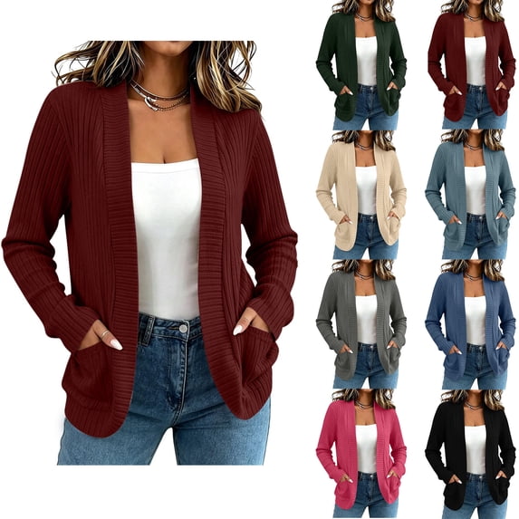 Cardigan Sweaters for Women Zaewscy Women's Fashion Casual Ladies Short Sleeve Hooded Casual Outwear Jackets Wine L