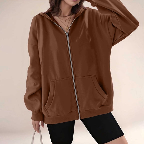 Cardigan Sweaters for Women's Fall Zipper Long Sleeve Hoodie Hooded Sweatshirt Top Outdoor Sweatshirt Shirt