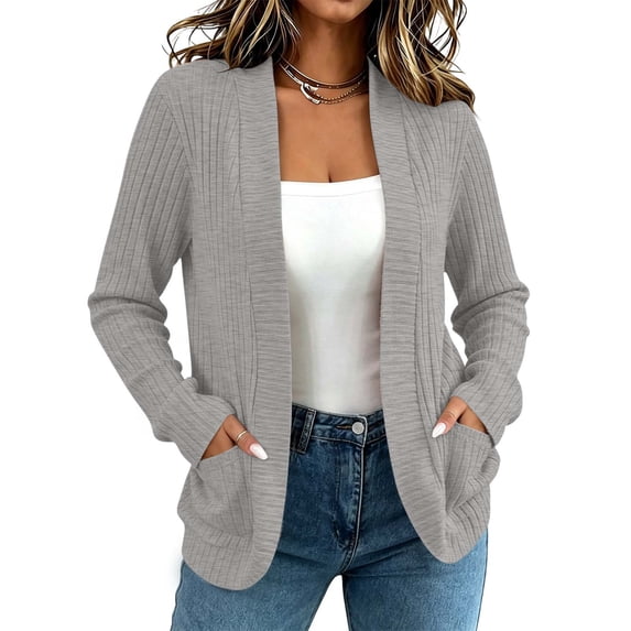 Cardigan Sweaters for Women with Pockets Lightweight Soft Knit Cardigans 2026 Fall Winter Warm Jacket Casual Ribbed Open Front Sweater