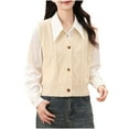 thumbnail image 1 of Cardigan Vests for Women Loose V Neck Button Down Cable Knitted Sleeveless Sweaters Outerwear, 1 of 5