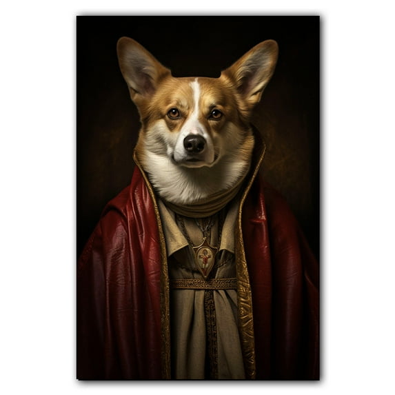 Cardigan Welsh Corgi Art - Dog Art - Gift for Men, Women & Animal Lover - Canvas Master Aristocratic Dog Canvas - Renaissance Print- Funny Decor for Living Room, Bedroom or Kid's Room