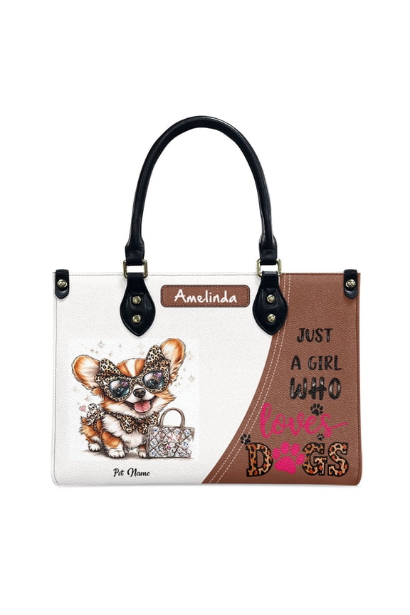 Cardigan Welsh Corgi Dog Bag, Personalized Leather Handbags For Women - Personalized Leather Purse with Name - Tote Bags for Mom Grandma - Custom Gifts Ideas for Her, Gift for Dog Lover