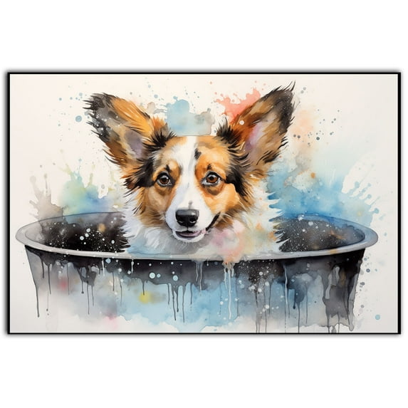 Cardigan Welsh Corgi Dog Canvas Bathroom Décor - Unique Bath Wall Decor - Modern Canvas Bathroom Wall Art - Room Decor - Bathroom Decorations - Restroom Sign - Wall decor living room